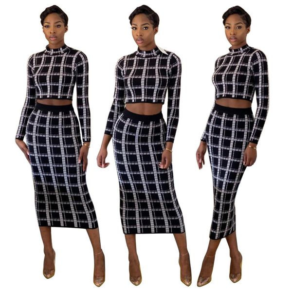 womens clothing autumn long sleeve short style high waist mid-calf skirts casual two piece set lady plaid print fashion set 210414, White
womens clothing autumn long sleeve short style high waist mid-calf skirts casual two piece set lady plaid print fashion set 210414, White