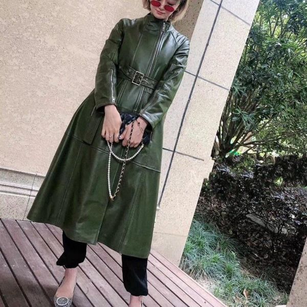 women's leather & faux quality high women sheepskin long coat stand collar windbreaker trench ladies loose fit sashes belted genuine ja, Black
women's leather & faux quality high women sheepskin long coat stand collar windbreaker trench ladies loose fit sashes belted genuine ja, Black