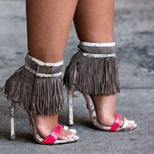sandals est mixed color fringe woman high heel gladiator open toe suede fringed ankle strap, Black
sandals est mixed color fringe woman high heel gladiator open toe suede fringed ankle strap, Black