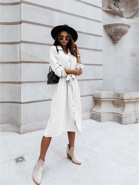 casual dresses autumn s-3xl solid roll sleeves maxi shirt dress turn down neck button belt tunic slit women fashion streetwear, Black;gray
casual dresses autumn s-3xl solid roll sleeves maxi shirt dress turn down neck button belt tunic slit women fashion streetwear, Black;gray