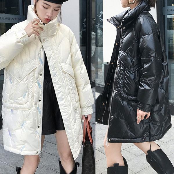 women's parkas down ladies jacket bright face cotton padded middle and long style 2021 winter korean loose thickened, Black
women's parkas down ladies jacket bright face cotton padded middle and long style 2021 winter korean loose thickened, Black
