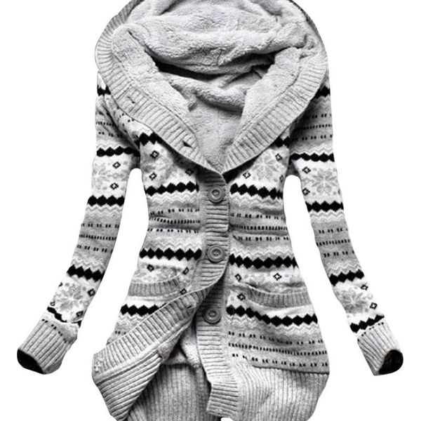 women's sweaters fleece lined velvet thickened printed hooded knit cardigan sweater coat drop, White;black
women's sweaters fleece lined velvet thickened printed hooded knit cardigan sweater coat drop, White;black