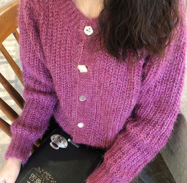 women's sweaters knitting cardigan long sleeve sweater female retro loose coat, White;black
women's sweaters knitting cardigan long sleeve sweater female retro loose coat, White;black