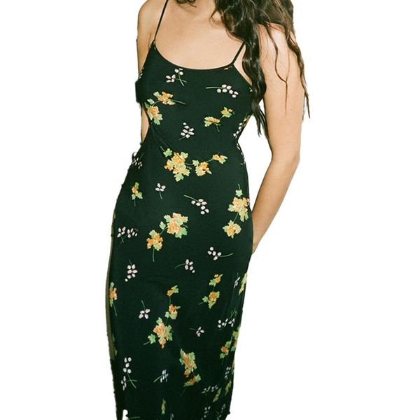 european and american 2021 summer new women's printed v-neck open back suspender dress, Black;gray
european and american 2021 summer new women's printed v-neck open back suspender dress, Black;gray
