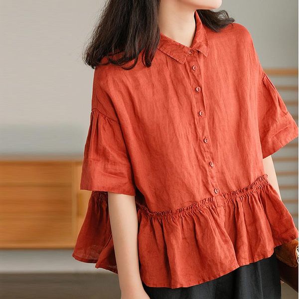 women's blouses & shirts nini wonderland 2021 summer linen casual women turn down collar ruffles blouse short sleeve vintage loose shi, White
women's blouses & shirts nini wonderland 2021 summer linen casual women turn down collar ruffles blouse short sleeve vintage loose shi, White