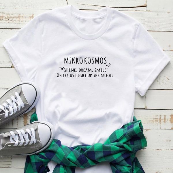 fashion kpop mikrokosmos casual womens t shirt summer short sleeve letter printed korean map of the soul, White
fashion kpop mikrokosmos casual womens t shirt summer short sleeve letter printed korean map of the soul, White
