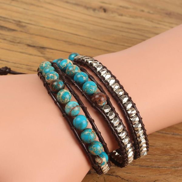 beaded, strands fashion multi-layer bracelets silver square metal beads and blue semi-precious stones adjustable cowhide rope jewelry gift, Black
beaded, strands fashion multi-layer bracelets silver square metal beads and blue semi-precious stones adjustable cowhide rope jewelry gift, Black