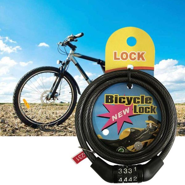 bike locks bicycle cable lock 110cm 4 bit digital code anti-theft safety without key for cycling riding accessories