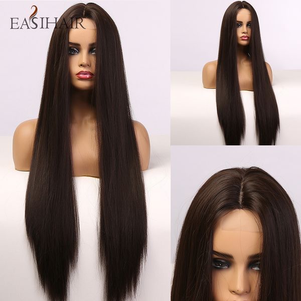 super long dark brown hairline part lace front wigs for women wavy synthetic natural hair wig heat resistant wigs, Black
super long dark brown hairline part lace front wigs for women wavy synthetic natural hair wig heat resistant wigs, Black