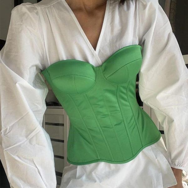 women's tanks & camis 2021 satin corset crop strapless green summer tube off shoulder party sleeveless bustier tank women, White
women's tanks & camis 2021 satin corset crop strapless green summer tube off shoulder party sleeveless bustier tank women, White