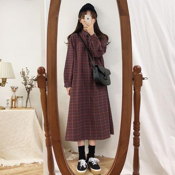 long sleeve dress for women womens dresses plaid vintage korean style ulzzang simple school bodycon loose all match casual fashion, Black;gray
long sleeve dress for women womens dresses plaid vintage korean style ulzzang simple school bodycon loose all match casual fashion, Black;gray