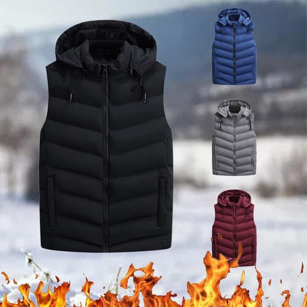 men's vests parka 2021 autumn and winter models solid color sleeveless zipper pocket hooded vest casual coats, Black;white
men's vests parka 2021 autumn and winter models solid color sleeveless zipper pocket hooded vest casual coats, Black;white