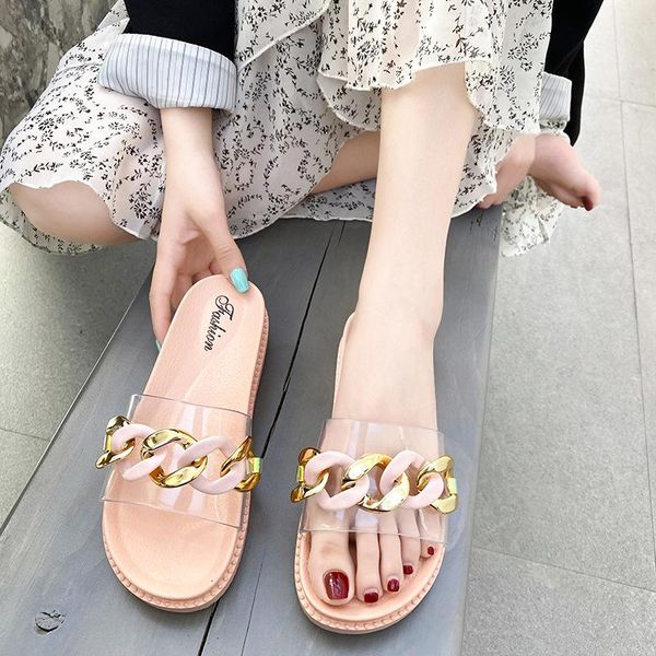 slippers women's summer fashion flat bottom metal chain cool female leisure indoor outdoor thick, Black
slippers women's summer fashion flat bottom metal chain cool female leisure indoor outdoor thick, Black