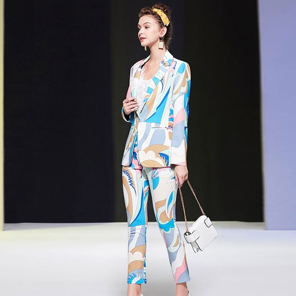 short elegant spring of the lady in office woman's fashion geometric blazer print and pants dress twinset party suit, White;black
short elegant spring of the lady in office woman's fashion geometric blazer print and pants dress twinset party suit, White;black