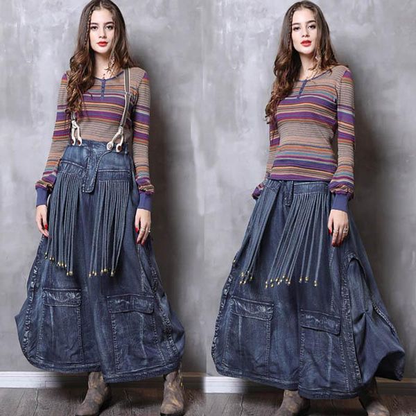 skirts 2021 fashion spring denim all-match vintage jeans elastic waist long maxi skirt with tassels for women s-l, Black
skirts 2021 fashion spring denim all-match vintage jeans elastic waist long maxi skirt with tassels for women s-l, Black