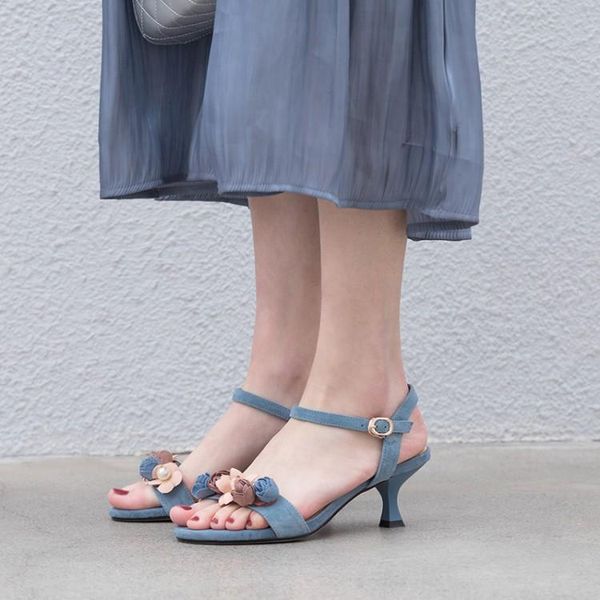 big size 9 11 12 flower high heels sandals women shoes woman summer ladies, Black