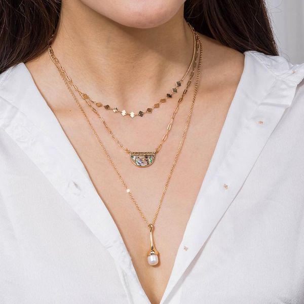pendant necklaces multilayer water drop natural pearl alloy necklace fashion color abalone shell jewelry female, Silver
pendant necklaces multilayer water drop natural pearl alloy necklace fashion color abalone shell jewelry female, Silver
