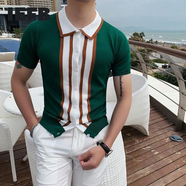 men's polos iefb summer man ice silk short sleeve stripe shirt british slim lapel casual knitting single breasted tee male 2021, White;black
men's polos iefb summer man ice silk short sleeve stripe shirt british slim lapel casual knitting single breasted tee male 2021, White;black