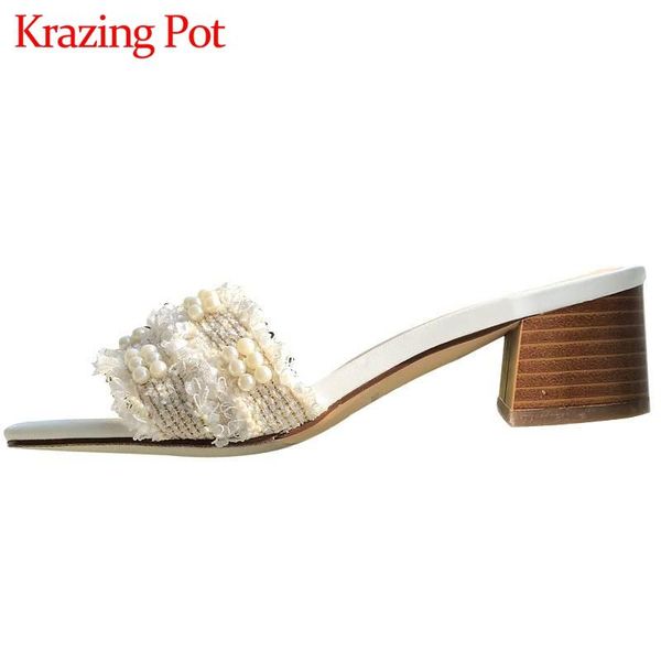 dress shoes krazing pot korean street special design peep toe med heel pearl decorations slip on mules young lady dating sandals women l79, Black
dress shoes krazing pot korean street special design peep toe med heel pearl decorations slip on mules young lady dating sandals women l79, Black