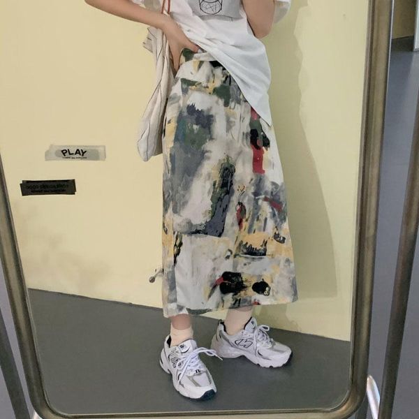 skirts pinted summer skirt women high elastic waist long straight vintage designer split loose with lining harajuku, Black
skirts pinted summer skirt women high elastic waist long straight vintage designer split loose with lining harajuku, Black