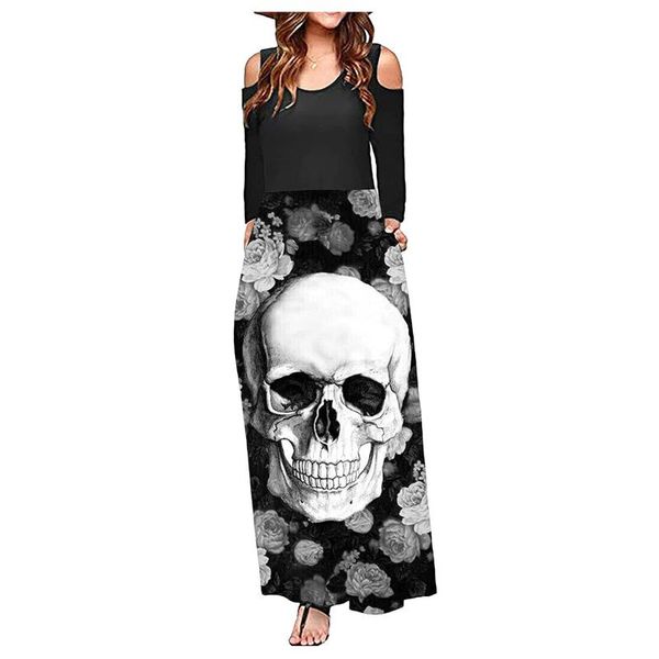 casual dresses women's maxi dress halloween skull print long sleeve high waist loose cold shoulder pocket o-neck fall for women, Black;gray
casual dresses women's maxi dress halloween skull print long sleeve high waist loose cold shoulder pocket o-neck fall for women, Black;gray