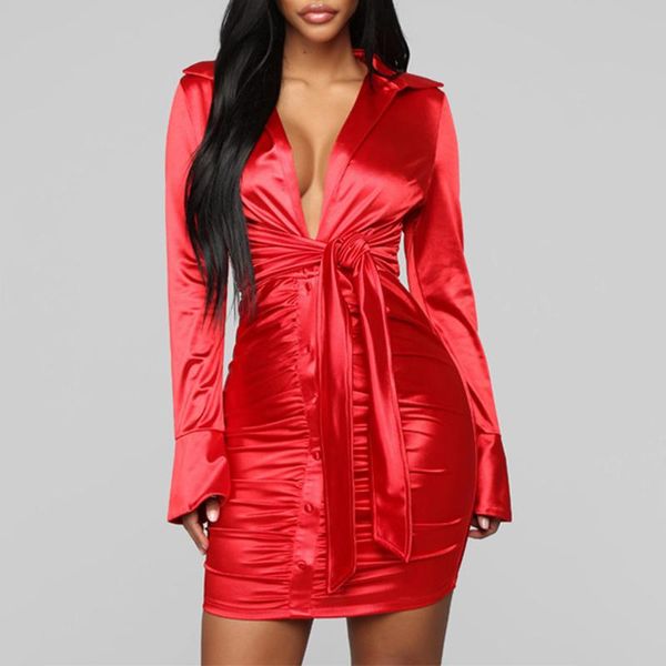 casual dresses women satin dress ladies elegant stretched long sleeve vestidos deep v neck tie gathered bodycon mini mt4154, Black;gray
casual dresses women satin dress ladies elegant stretched long sleeve vestidos deep v neck tie gathered bodycon mini mt4154, Black;gray