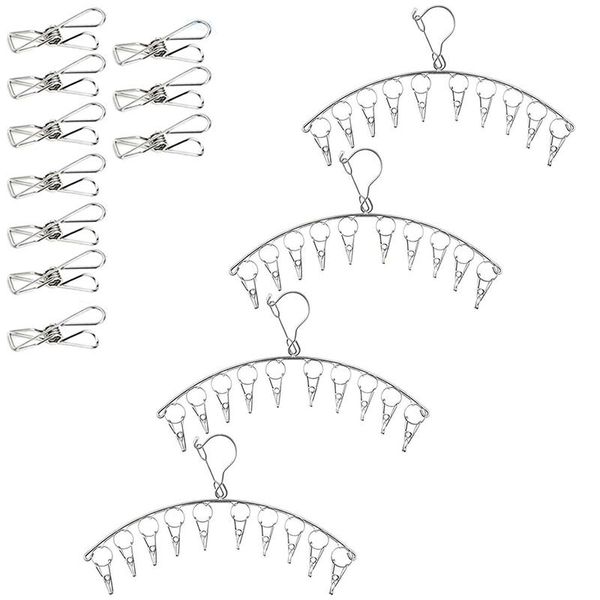 hangers & racks 4 pack stainless steel laundry drying rack clothes hanger with 10 clips for socks, towels, diapers, bras
hangers & racks 4 pack stainless steel laundry drying rack clothes hanger with 10 clips for socks, towels, diapers, bras