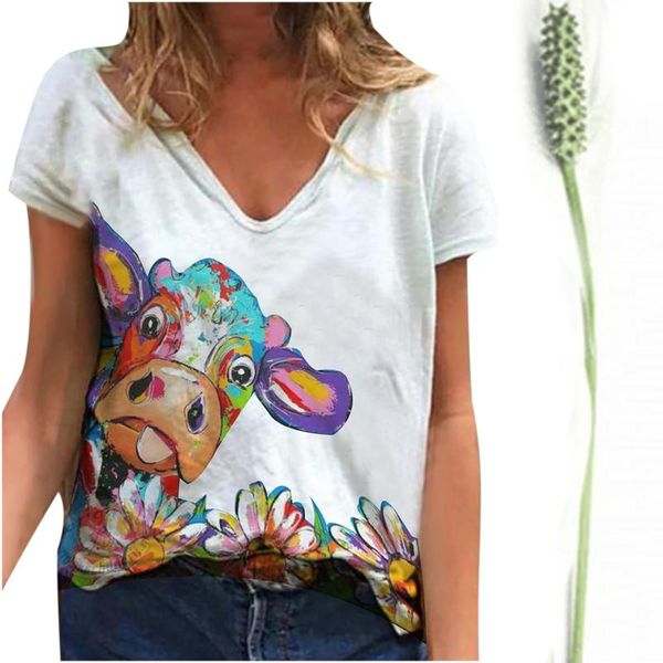 women's t-shirt t-shirts vintage print short sleeve v-neck harajuku summer oversize, White
women's t-shirt t-shirts vintage print short sleeve v-neck harajuku summer oversize, White