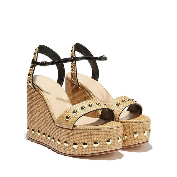 dress shoes roman style ladies rivets studs platform sole sandals summer wedge heels ankle strap braided leather female leisure sandalias, Black
dress shoes roman style ladies rivets studs platform sole sandals summer wedge heels ankle strap braided leather female leisure sandalias, Black