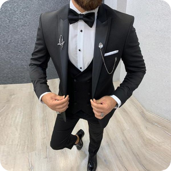 men's suits & blazers arrival groomsmen peak lapel groom tuxedos black men wedding man 3 pieces blazer ( jacket + pants tie vest ), White;black