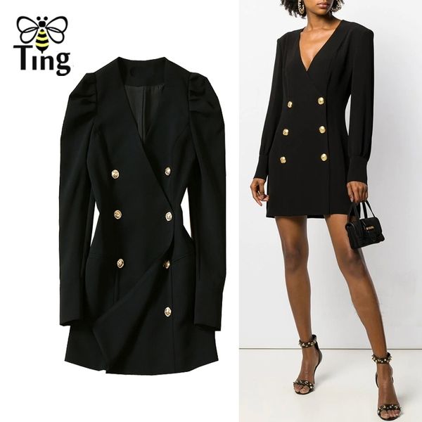 runway designer style v neck double breasted mini dress puff long sleeve women winter autumn short casual 210513, Black;gray
runway designer style v neck double breasted mini dress puff long sleeve women winter autumn short casual 210513, Black;gray