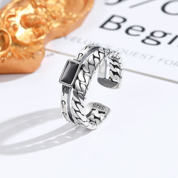 ring japanese and korean style s925 sterling silver black zircon double layer open men's dark female
ring japanese and korean style s925 sterling silver black zircon double layer open men's dark female