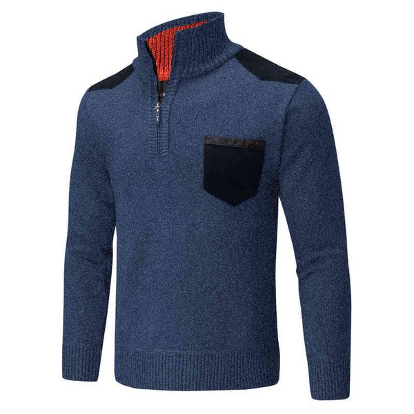 men's autumn and winter slim collar solid color thickening half zipper knit bottoming shirts pocket sweater casual, Black
men's autumn and winter slim collar solid color thickening half zipper knit bottoming shirts pocket sweater casual, Black