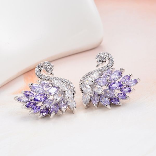 new color gradient swan fashion japanese and korean girl earrings 925 tremella needle shop, Black
new color gradient swan fashion japanese and korean girl earrings 925 tremella needle shop, Black
