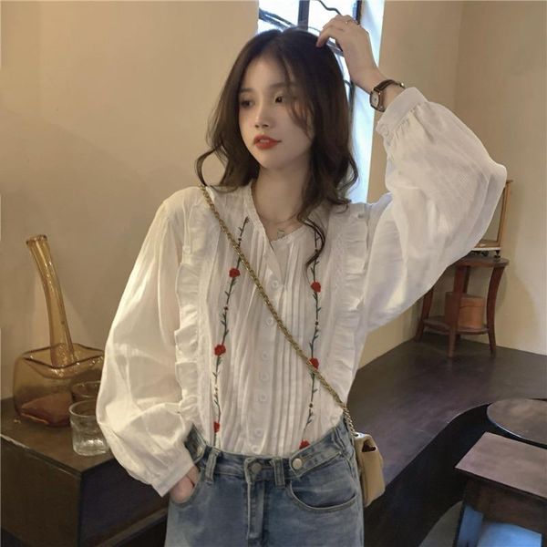 women's blouses & shirts korean clothes spring/autumn oversize clothing prairie chic casual fashion puff sleeve all-match ruffles, White
women's blouses & shirts korean clothes spring/autumn oversize clothing prairie chic casual fashion puff sleeve all-match ruffles, White