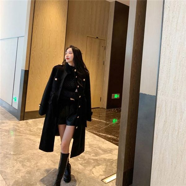 women's wool & blends over-the-knee loose woolen coat women 2021 winter mid-length long stand-up collar waist high-end retro hepburn st, Black
women's wool & blends over-the-knee loose woolen coat women 2021 winter mid-length long stand-up collar waist high-end retro hepburn st, Black