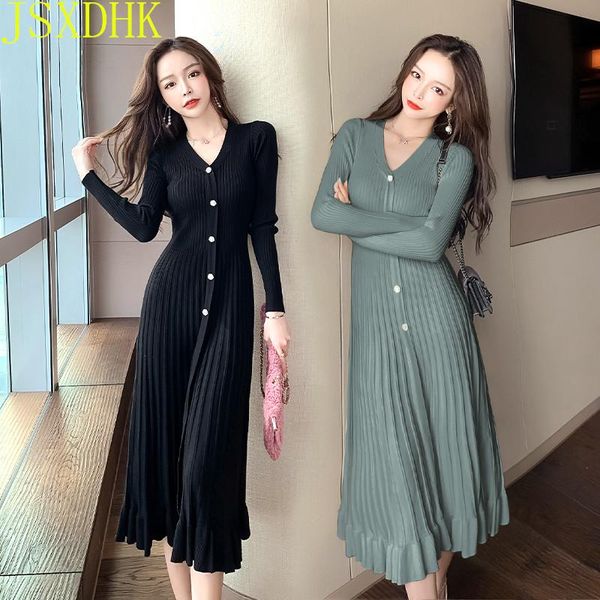 casual dresses 2021 winter knitting sweater pleate dress korea ladies long sleeve v-neck warm party maxi for women clothing, Black;gray
casual dresses 2021 winter knitting sweater pleate dress korea ladies long sleeve v-neck warm party maxi for women clothing, Black;gray