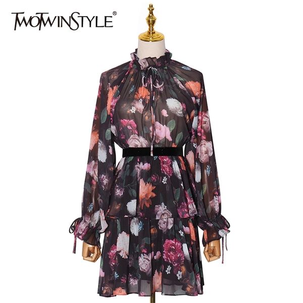 elegant print floral dress for women stand collar lantern sleeve high waist lace up bowknot chiffon dresses female 210520, Black;gray
elegant print floral dress for women stand collar lantern sleeve high waist lace up bowknot chiffon dresses female 210520, Black;gray