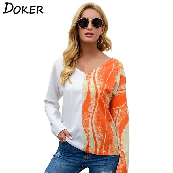 contrast color patchwork v neck women t shirt casual loose long sleeve ladies daily life homewear blouse femme 210603, White
contrast color patchwork v neck women t shirt casual loose long sleeve ladies daily life homewear blouse femme 210603, White