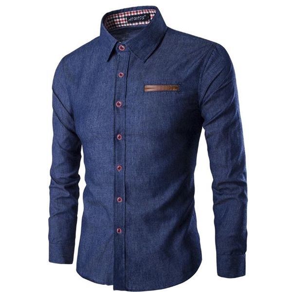 men's long-sleeved solid denim shirt fashion business spring and autumn 210721, White;black
men's long-sleeved solid denim shirt fashion business spring and autumn 210721, White;black