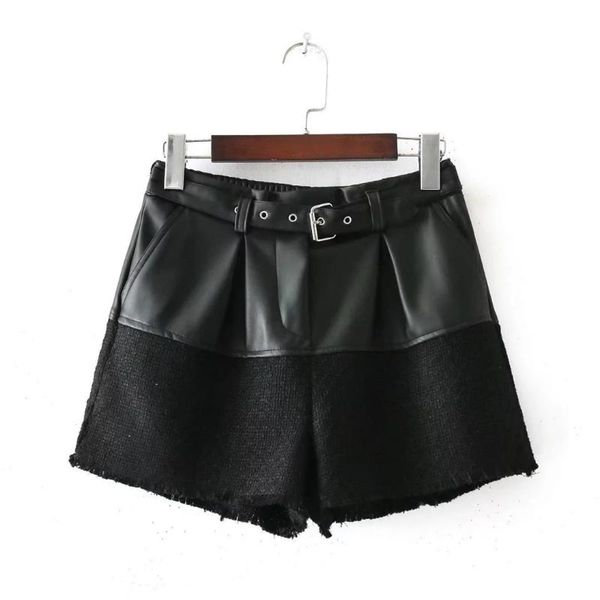 women's shorts 2021 spring arrival all-match slim patchwork of leather & cotton boots feminino, White;black
women's shorts 2021 spring arrival all-match slim patchwork of leather & cotton boots feminino, White;black