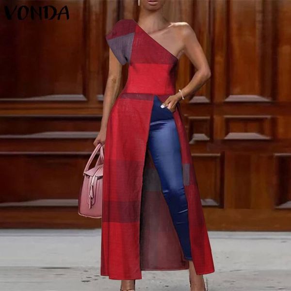 women's blouses & shirts vonda women one off the shoulder high slit vintage patchwork blusas femininas plus size irregular, White
women's blouses & shirts vonda women one off the shoulder high slit vintage patchwork blusas femininas plus size irregular, White