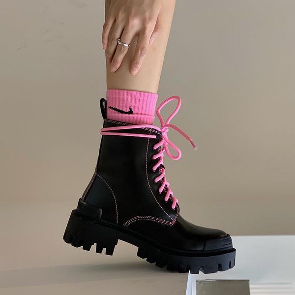 boots fashion 8 eye women's leather black pink lace up ankle english style winter platform shoes
boots fashion 8 eye women's leather black pink lace up ankle english style winter platform shoes