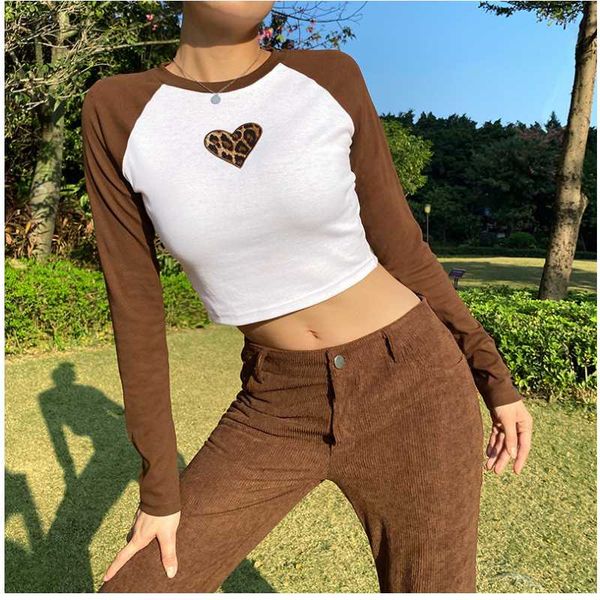 women's t-shirt spring and autumn long-sleeved patchwork leopard fashion female cropped navel pullovers short slim, White
women's t-shirt spring and autumn long-sleeved patchwork leopard fashion female cropped navel pullovers short slim, White