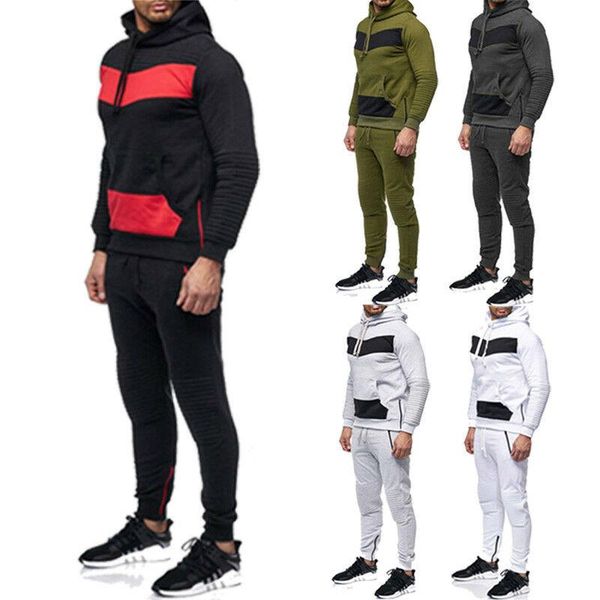 gym clothing mens autumn tracksuit set hoodie & bottoms joggers plain zip pockets slim fit sport suit, White;black
gym clothing mens autumn tracksuit set hoodie & bottoms joggers plain zip pockets slim fit sport suit, White;black