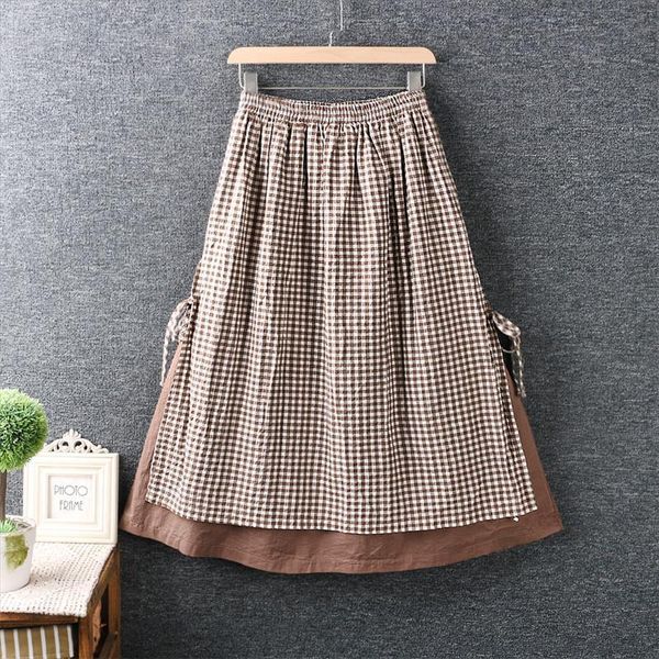 spring summer japan style womens skirt mori girl elastic waist plaid cotton linen loose skirts, Black
spring summer japan style womens skirt mori girl elastic waist plaid cotton linen loose skirts, Black