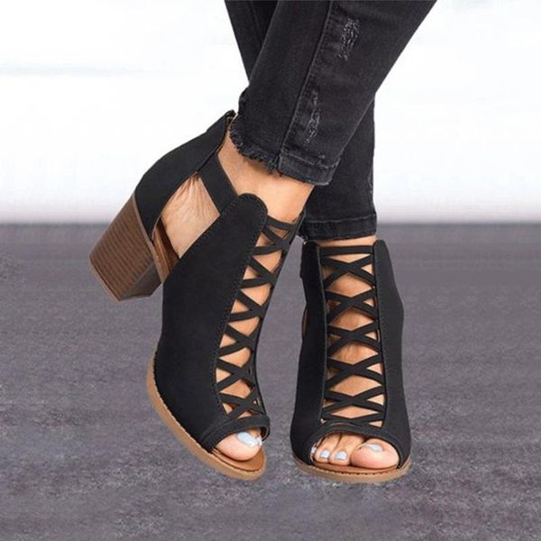 women sandals thick heel hollow out peep toes weaving female shoes solid roman breathable cover spring rubber 2021, Black
women sandals thick heel hollow out peep toes weaving female shoes solid roman breathable cover spring rubber 2021, Black