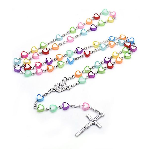 pendant necklaces children colorful love heart beads chain rosary jesus cross pendants necklace for kids church prayer jewelry gifts, Silver
pendant necklaces children colorful love heart beads chain rosary jesus cross pendants necklace for kids church prayer jewelry gifts, Silver