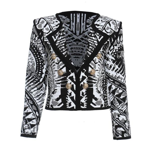 Classic geometric Msxu sense female black and white autumn contrast short cardigan print ladies jacket, Black;brown
Classic geometric Msxu sense female black and white autumn contrast short cardigan print ladies jacket, Black;brown