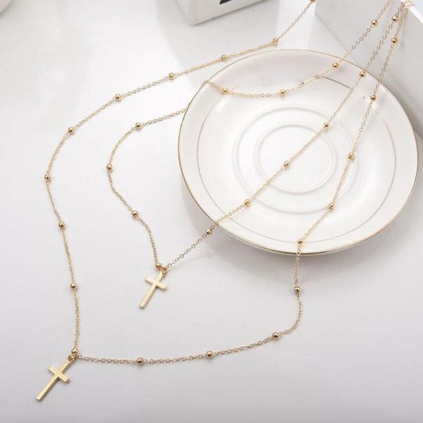 pendant necklaces fashion multi layer jesus cross necklace gold color long chain for women female jewelry, Silver
pendant necklaces fashion multi layer jesus cross necklace gold color long chain for women female jewelry, Silver